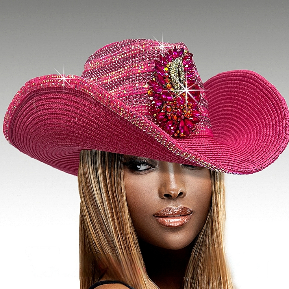Extravagant Fabulous Pink Couture Handcrafted Jeweled Women's Western Cowboy Hat